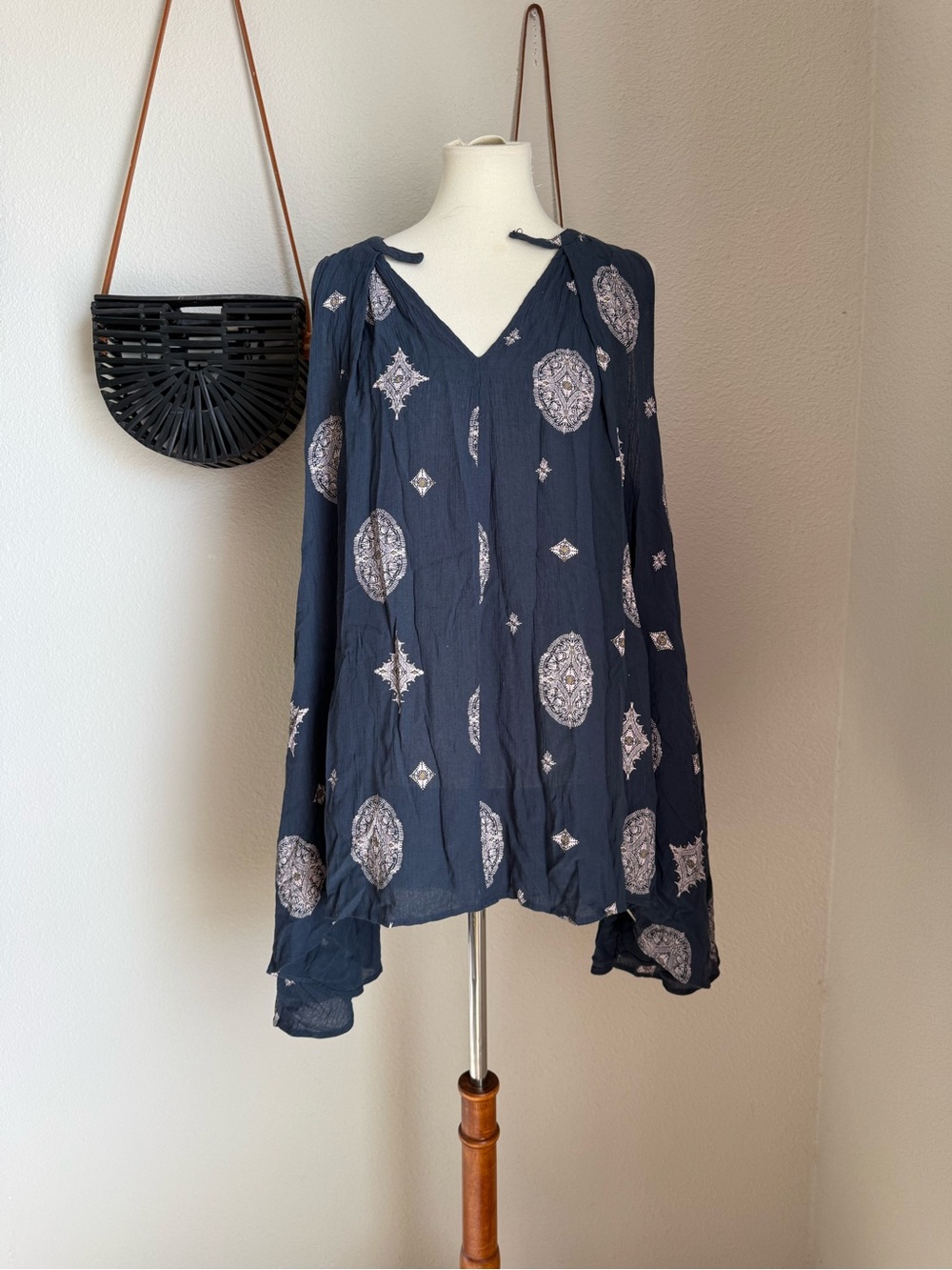 Free People Blue Tree Swing Mini Dress, Size Small